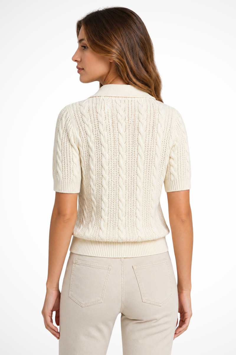 Liana Women's Cable Knit Cardigan - fabric and finish detail