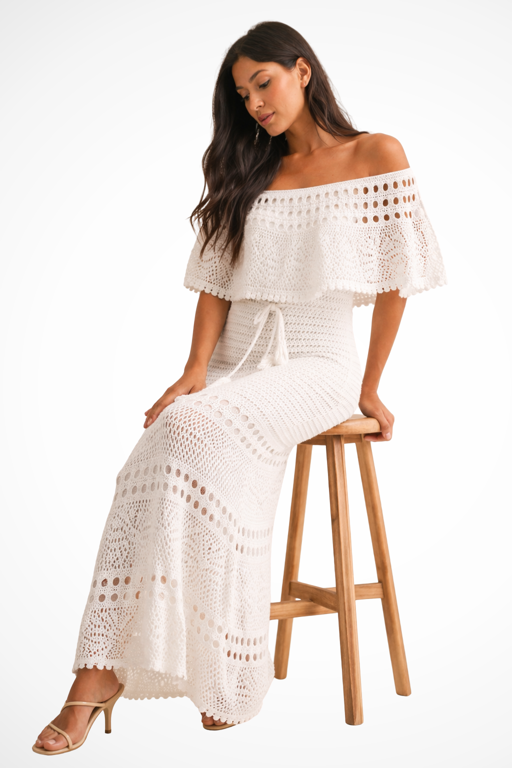 Noor Women's Crochet Maxi Dress - back view