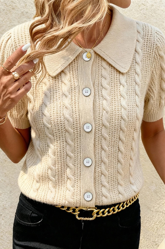 Kaia Women's Cable Knit Cardigan - styled view