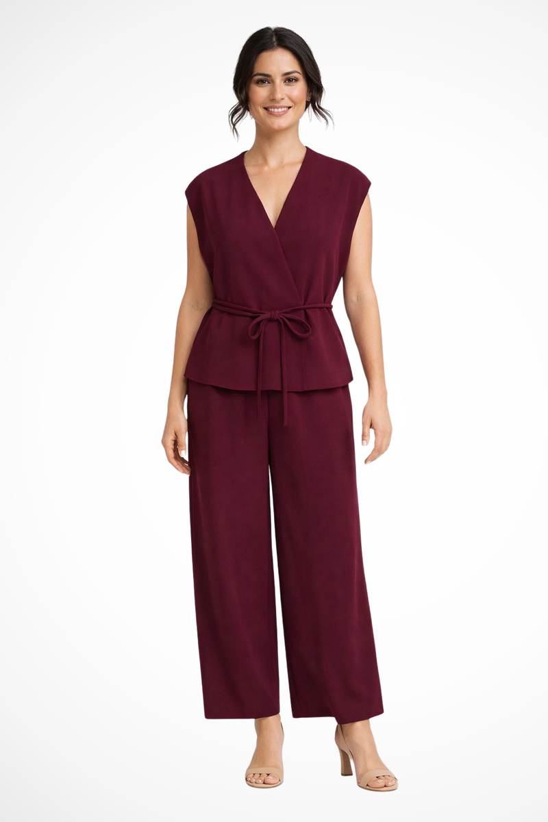 Cosima Women's Wide Leg Trousers | Linen, Wrap, Belted