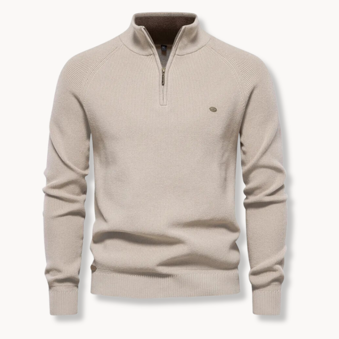 Ambrose Men's Ribbed Knit Sweater - fabric and finish detail