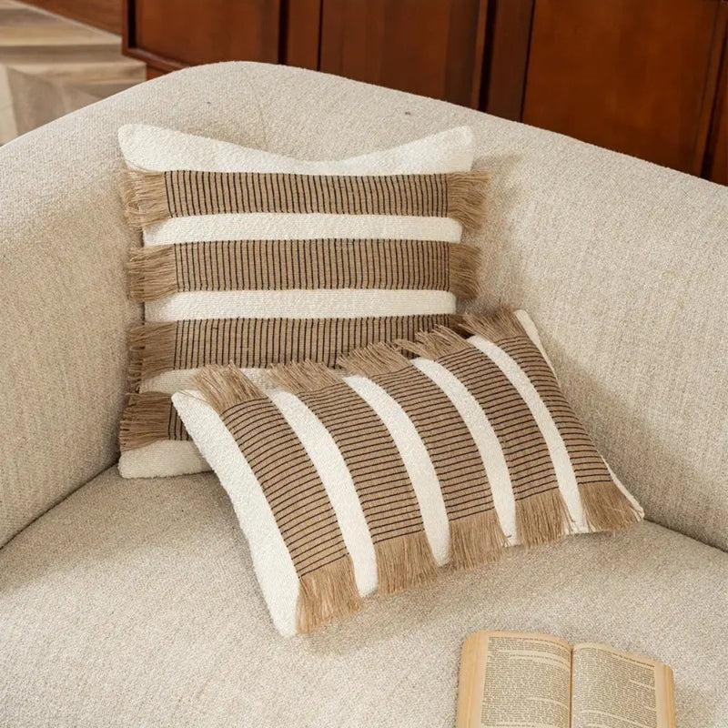 Handwoven Bohemian Stripe Cushion Cover