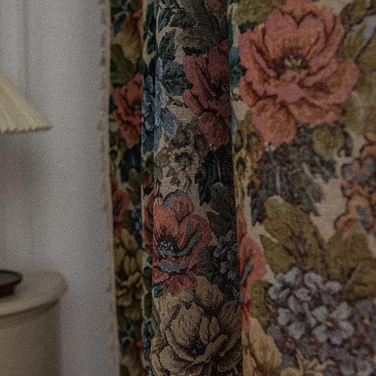 Heritage Rose Bloom Tassel Curtain | Floral Jacquard, Luxe Drape