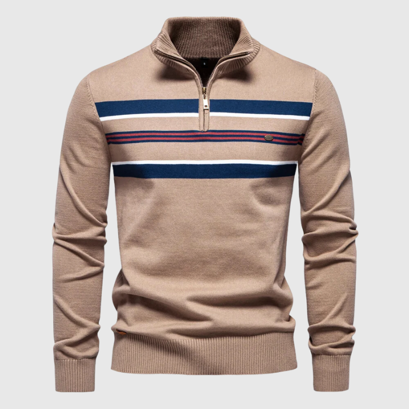 Vance Men's Striped Sweater - fabric and finish detail