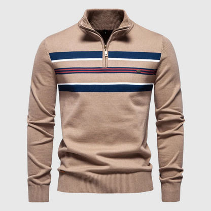 Vance Men's Striped Sweater - fabric and finish detail