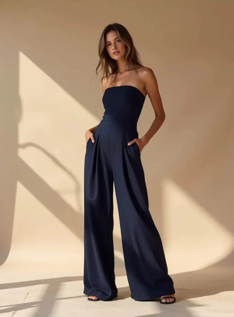 Elsie Women's Wide Leg Jumpsuit - fabric and finish detail