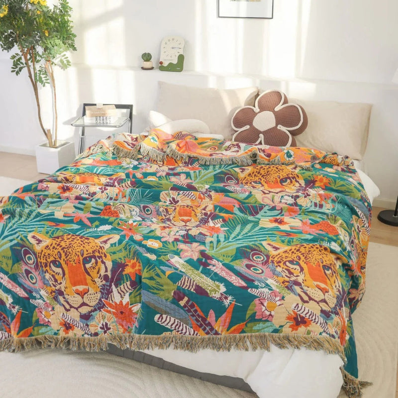 Dune Jungle Adventure Kids Cotton Blanket | Cotton, Year-Round