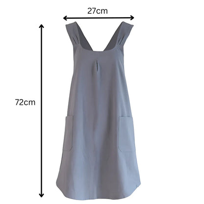 Korean-Inspired Cross-Back Linen Apron Dress with Pockets – Lightweight Cotton Blend for Home and Garden 6
