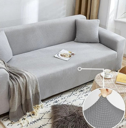 Narrow Jacquard Light Grey Couch Cover