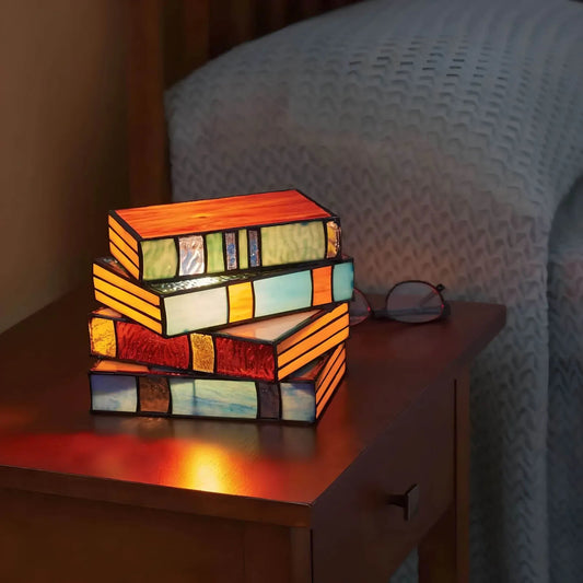 LiteraryGlow | Charming Handcrafted Stained Glass Table Lamp 0