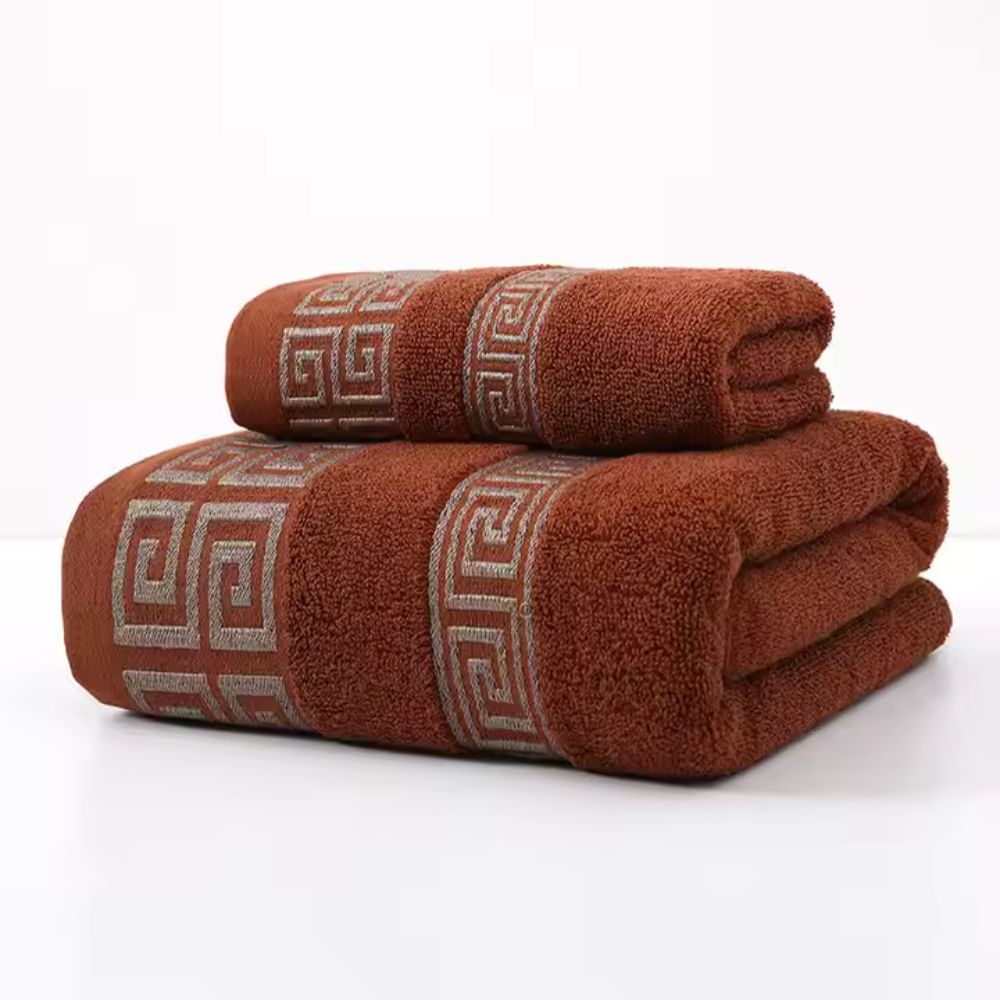 Athena Luxe Cotton Towel Set | Full Terry, Quick-Drying 2pcs