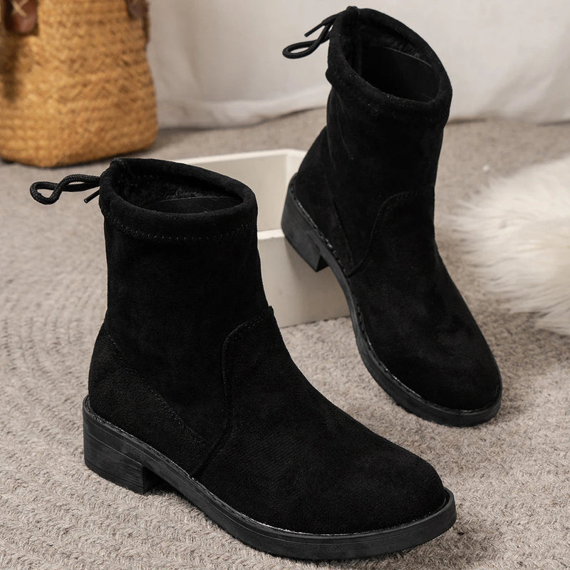 Paloma Women's Ankle Boots | Leather, Low Heel, Drawstring
