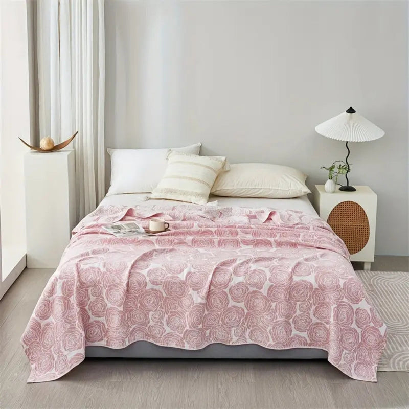 Cedar Lure Whisper Rose Cotton Blanket | Cotton, Year-Round