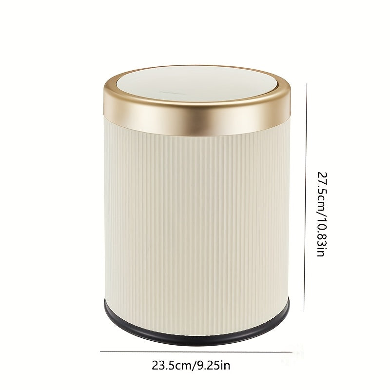Luxury Oval Kitchen Trash Can with Press-Top Lid and Odour-Sealing Inner Bucket – Elegant Garbage Bin for Modern Homes 0