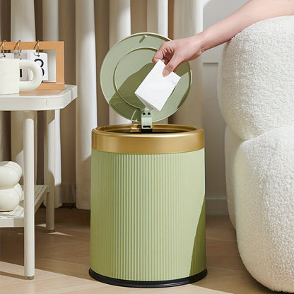 Luxury Oval Kitchen Trash Can with Press-Top Lid and Odour-Sealing Inner Bucket – Elegant Garbage Bin for Modern Homes 1