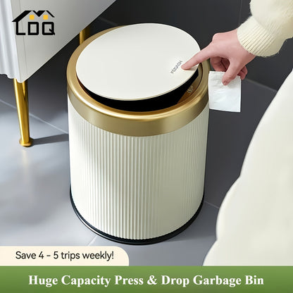 Luxury Oval Kitchen Trash Can with Press-Top Lid and Odour-Sealing Inner Bucket – Elegant Garbage Bin for Modern Homes 2