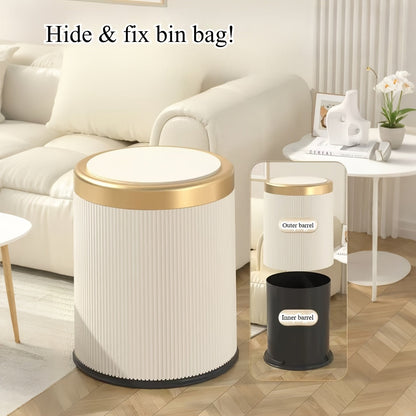 Luxury Oval Kitchen Trash Can with Press-Top Lid and Odour-Sealing Inner Bucket – Elegant Garbage Bin for Modern Homes 8