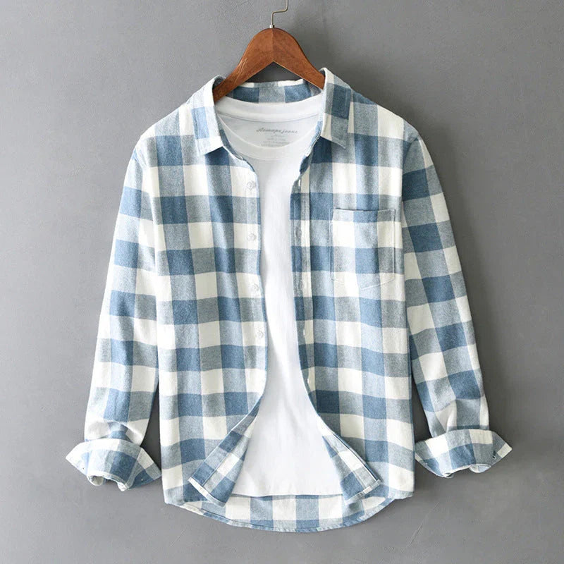 Silas Men's Plaid Shirt | Slim Fit, Cotton, Long Sleeve