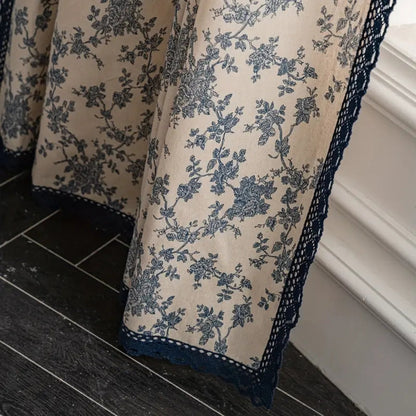 Maribelle Floral Lace-Trimmed Curtain | Vintage Print, Breathable