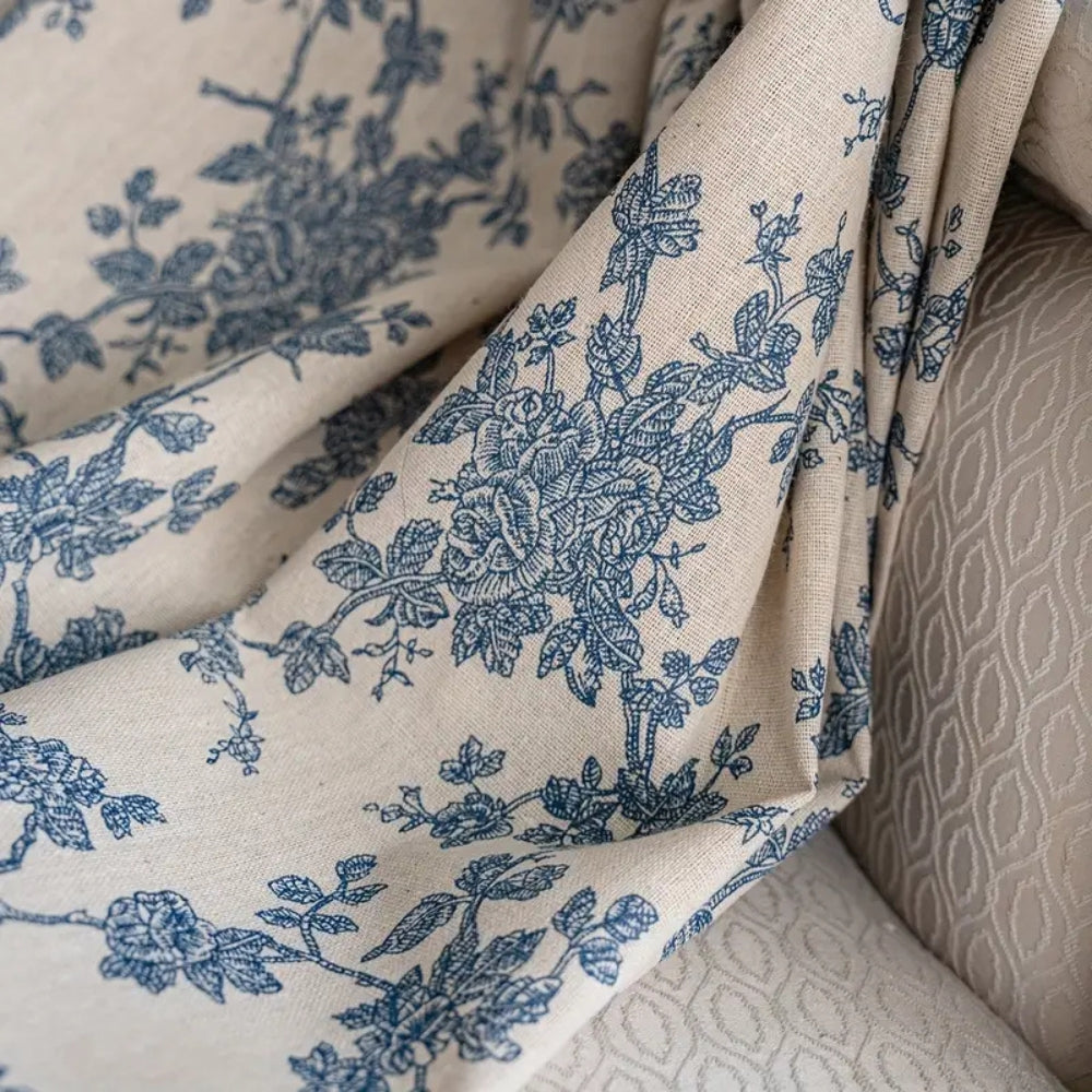 Maribelle Floral Lace-Trimmed Curtain | Vintage Print, Breathable
