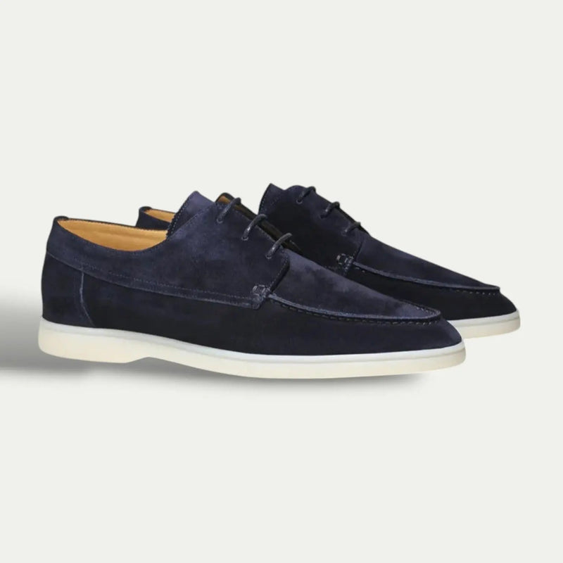 Flynn Men's Suede Loafers | Beige, Navy