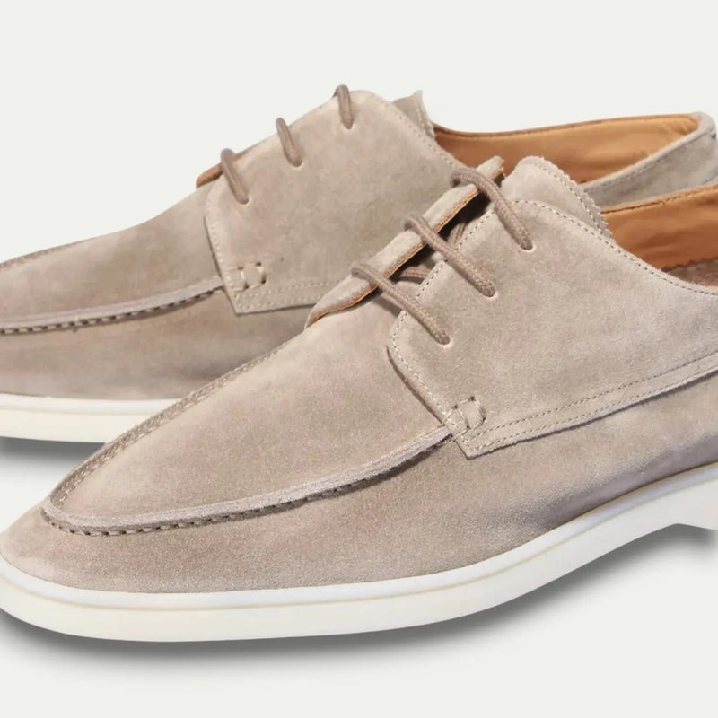 Flynn Men's Suede Loafers - fabric and finish detail