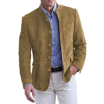 Gray Men's Blazer - fabric and finish detail
