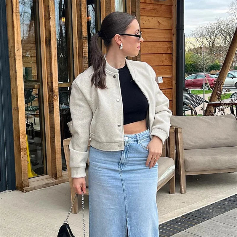 Mila Women's Jacket | Cropped Tweed Bomber, Stylish Design 4