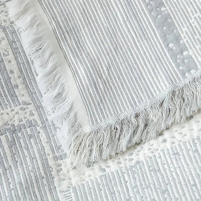 Mixed Tone Geometric Cotton Blanket