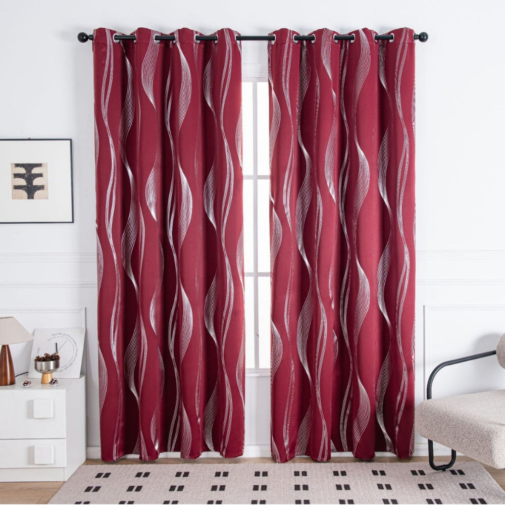 Modern Wave Pattern Blackout Curtain | Grommet Top, Insulating