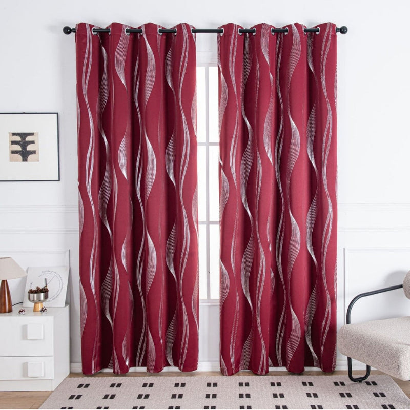 Modern Wave Pattern Blackout Curtain | Grommet Top, Insulating