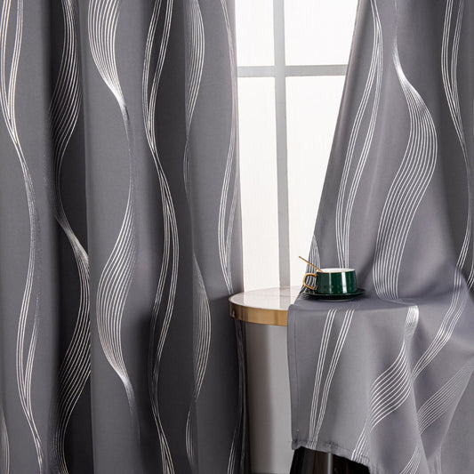 Modern Wave Pattern Blackout Curtain | Grommet Top, Insulating