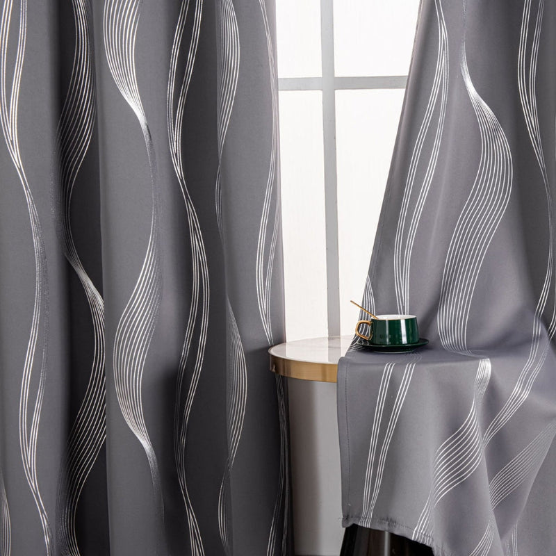 Modern Wave Pattern Blackout Curtain | Grommet Top, Insulating