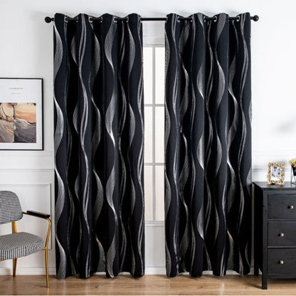Modern Wave Pattern Blackout Curtain | Grommet Top, Insulating