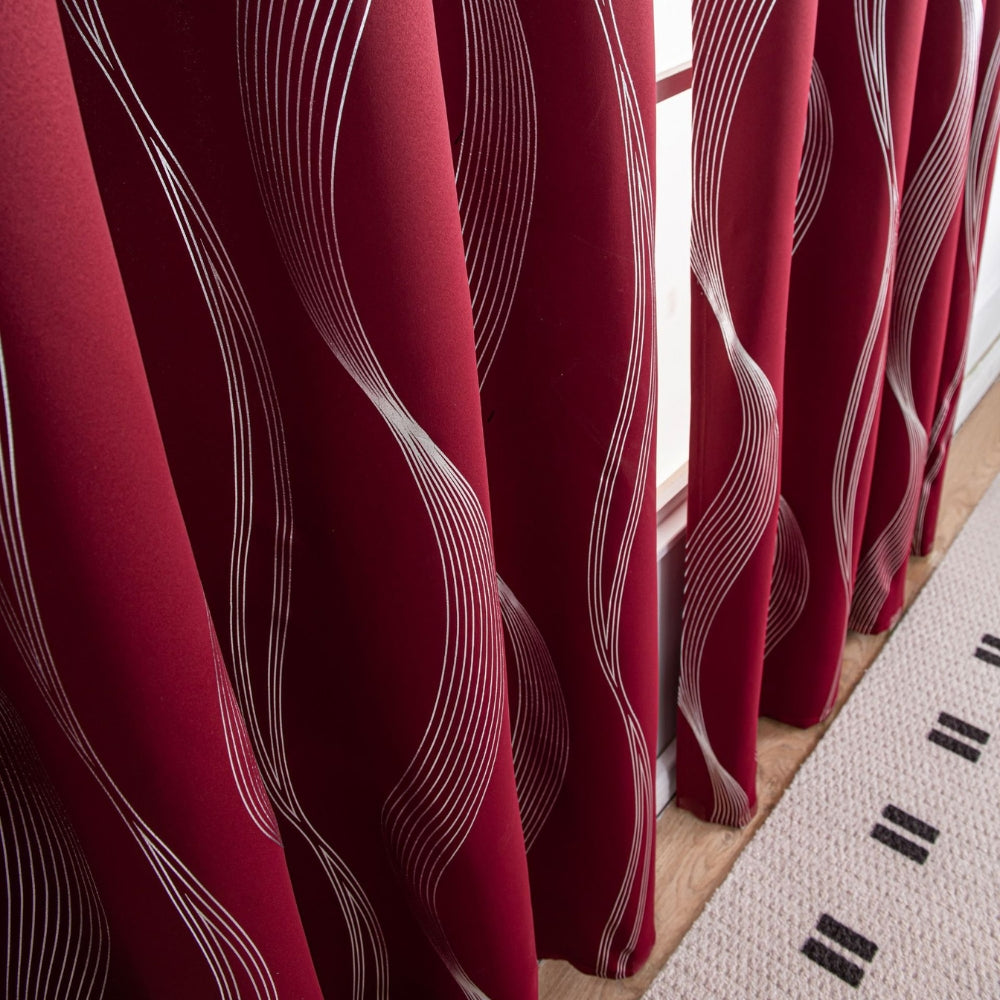 Modern Wave Pattern Blackout Curtain | Grommet Top, Insulating