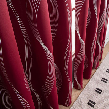 Modern Wave Pattern Blackout Curtain | Grommet Top, Insulating