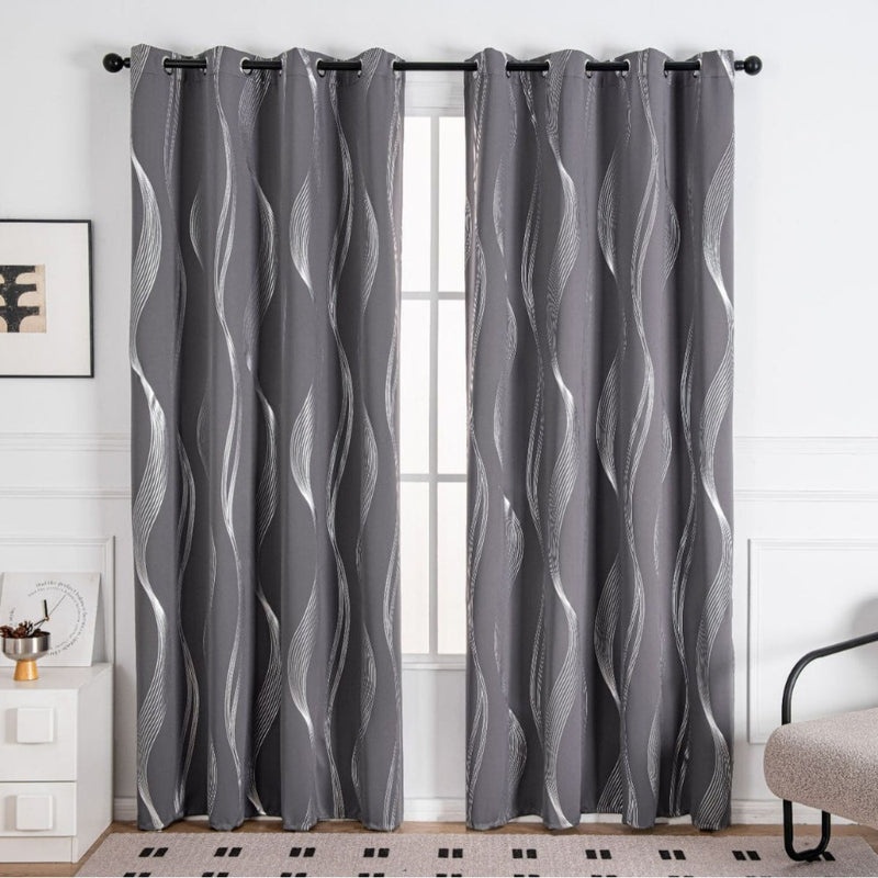 Modern Wave Pattern Blackout Curtain | Grommet Top, Insulating