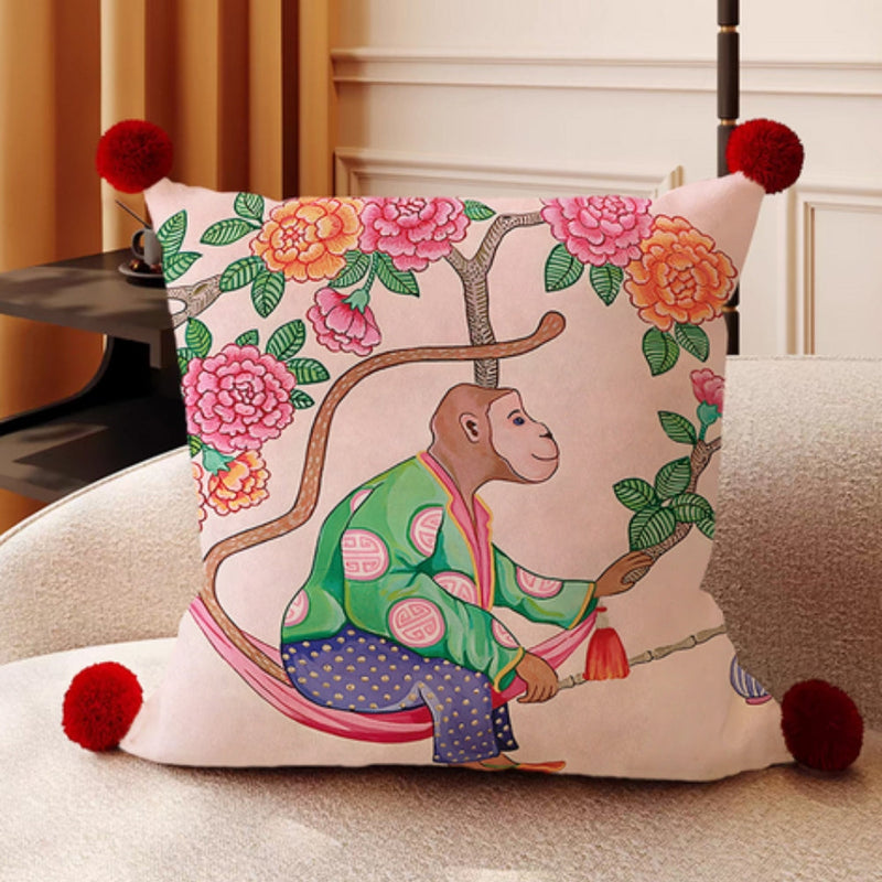 Fern Monkey Garden Cushion Cover Collection | Soft Cover, Living Room