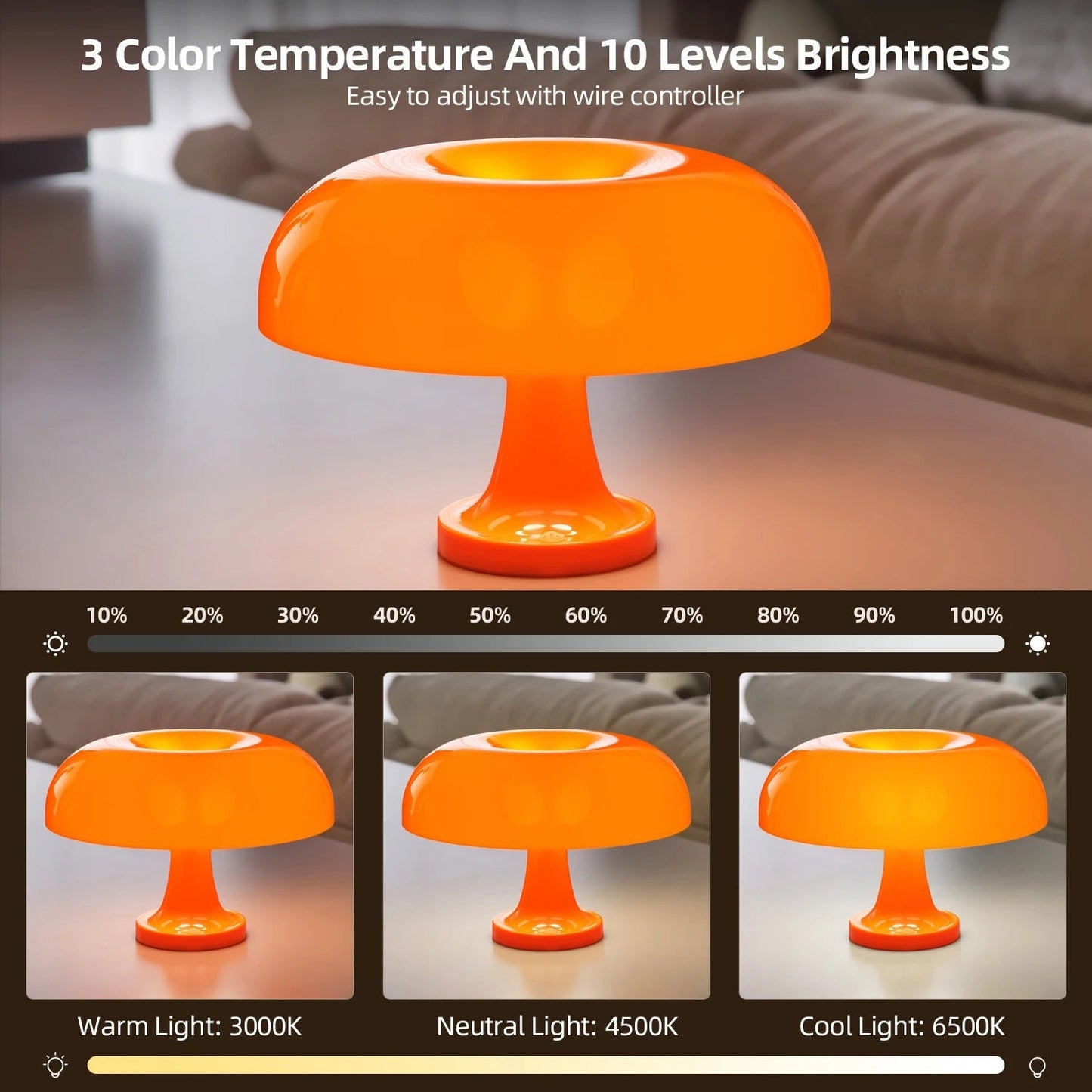 MushroomGlow | Elegant Adjustable LED Table Lamp for Bedside or Desk 5