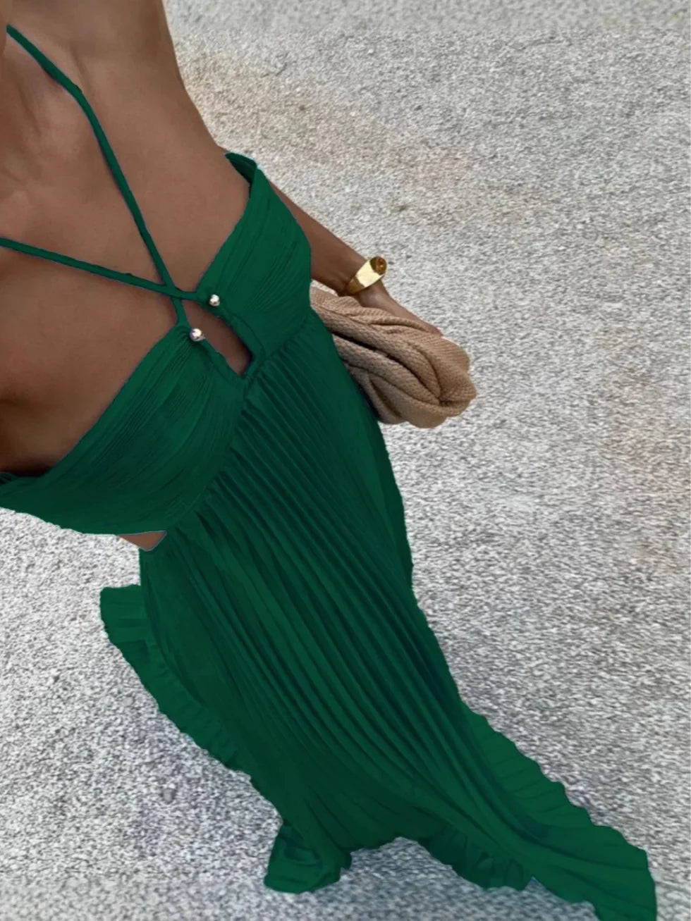 Freya Women's Pleated Maxi Dress - flat lay