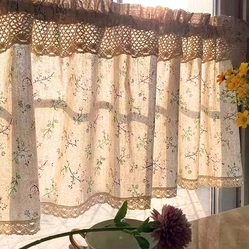 Nordic Bloom Kitchen Cabinet Curtain | UV-Resistant, Rod Pocket