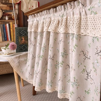 Nordic Bloom Kitchen Cabinet Curtain | UV-Resistant, Rod Pocket