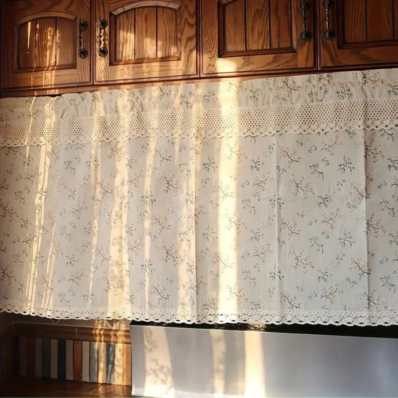 Nordic Bloom Kitchen Cabinet Curtain | UV-Resistant, Rod Pocket