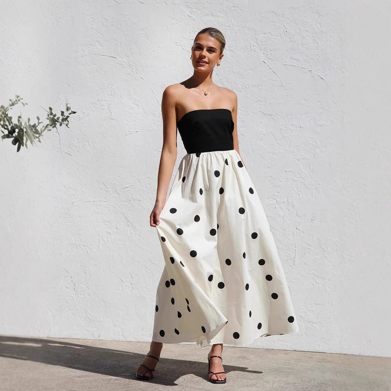 Tilda Women's Dress | A-line, Polka Dot, Strapless