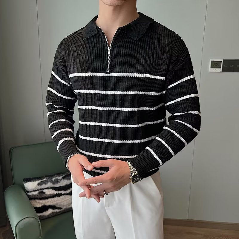 Ambrose Men's Striped Sweater | Zipper