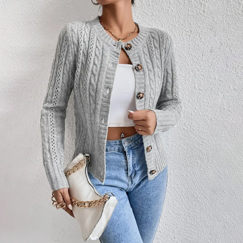 Juno Women's Cable Knit Cardigan - front view