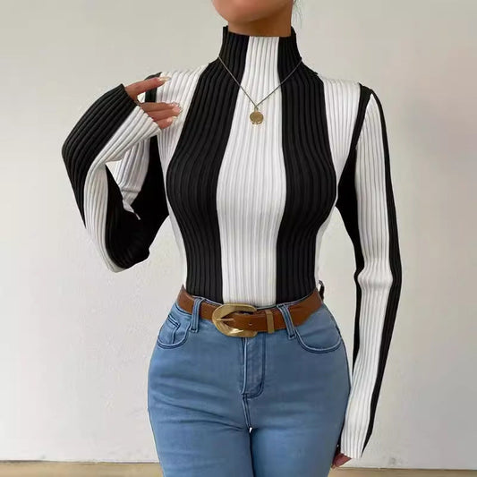 Ines Women's Striped Sweater - front view