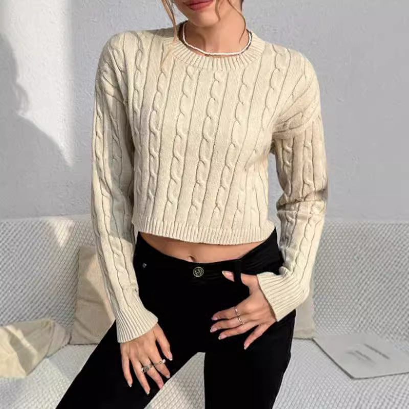 Tallulah Women's Cable Knit Sweater | Cropped