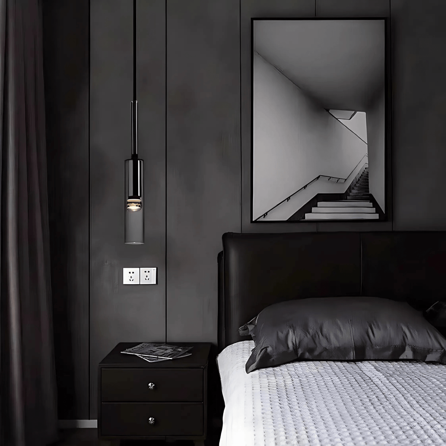 ObsidianGlow | Sleek Black Glass Kitchen Pendant Lighting Fixture 2