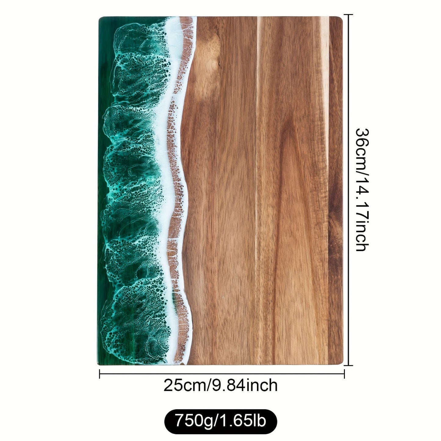Ocean-Inspired Acacia Wood Cutting Board with Resin Inlay – Multi-Purpose Chopping and Serving Tray for Kitchen and Outdoor Use 5